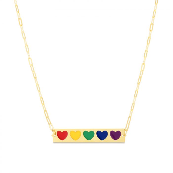 rainbow-heart-enamel-paperclip-necklace-in-FDPDRC13774-18-NL-YG